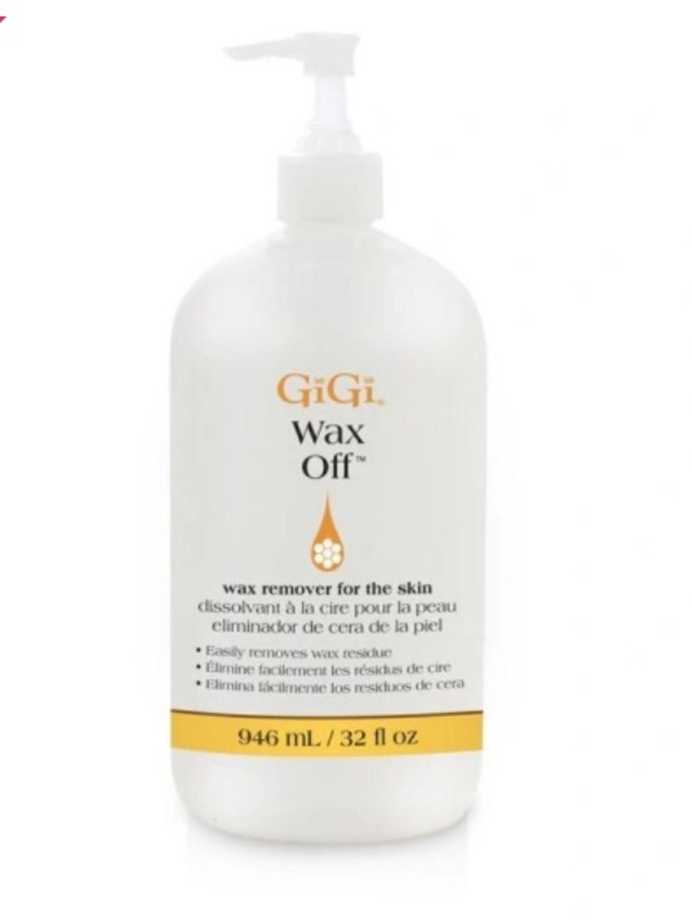 GiGi Wax Off Wax Remover - White Bottle with Yellow Accent